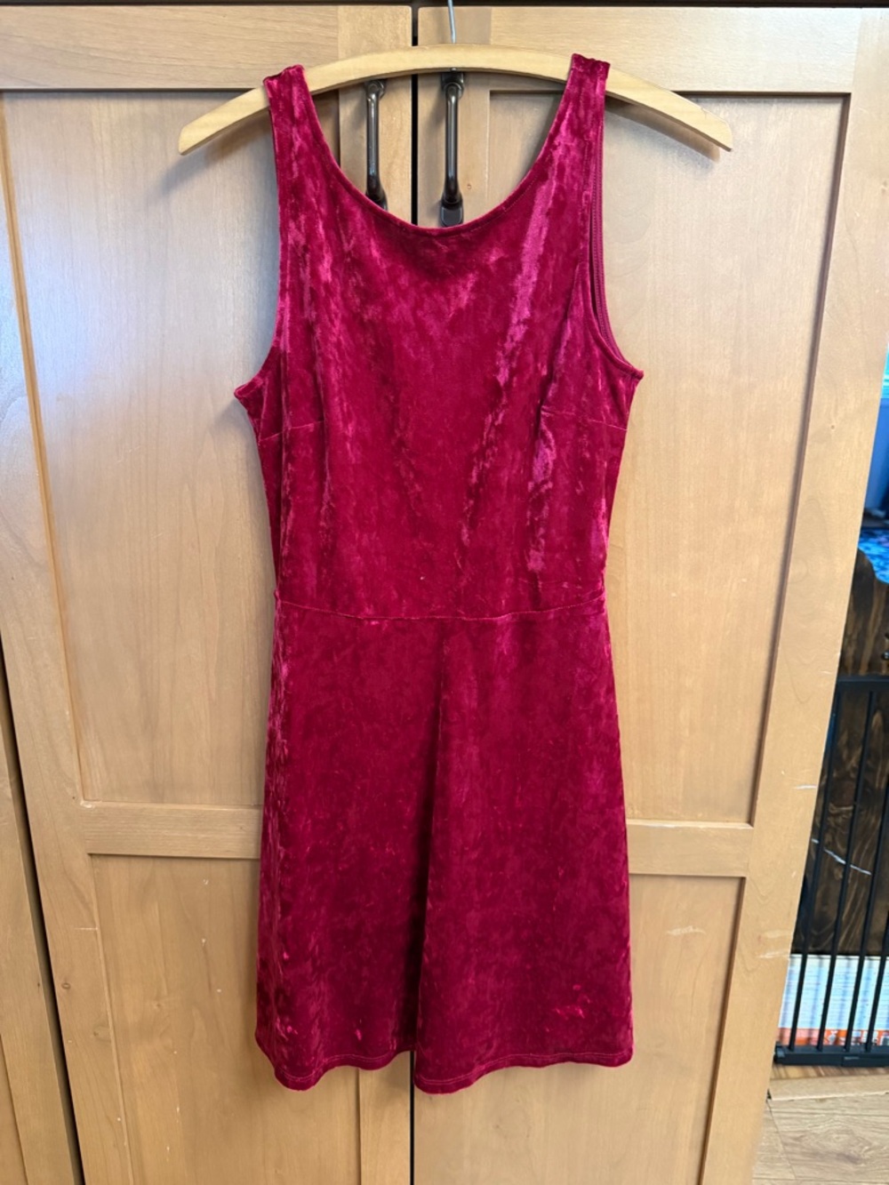Divided Velvet Mini Dress in Wine Red